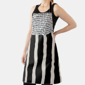 オールオーバープリントストライプエプロン白黒 エプロン (インサイチュ)