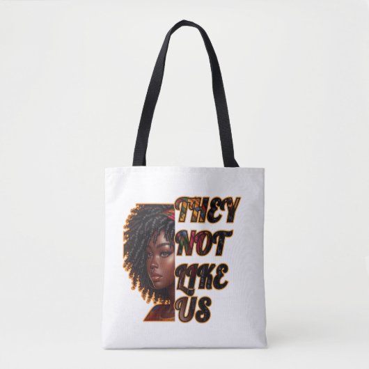 オールオーバープリントトートバッグ、中 – 彼らは私たちを好きではない トートバッグ (正面)