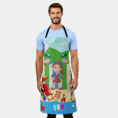オールオーバープリントビーチアイスクリーム エプロン (着用した状態)