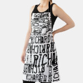 オールオーバープリントホワイトエプロン黒名付き エプロン (インサイチュ)