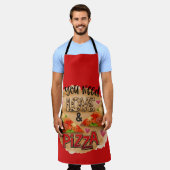 オールオーバーレッド必要な全ての愛ピザキッチンエプロン エプロン (着用した状態)