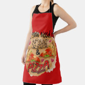 オールオーバーレッド必要な全ての愛ピザキッチンエプロン エプロン (インサイチュ)