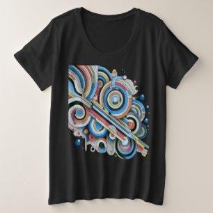オールカラーレインボーパレットアートデザインTシャツ プラスサイズTシャツ