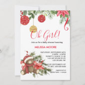 オールガールクリスマスウィンターベイビーシャワー 招待状 (正面)