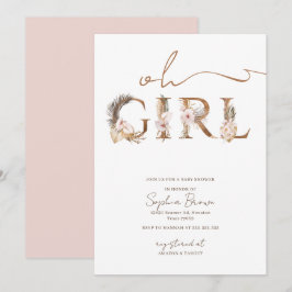 オールガール ボーホー トロピカル フラワー ガール ベビーシャワー 招待状