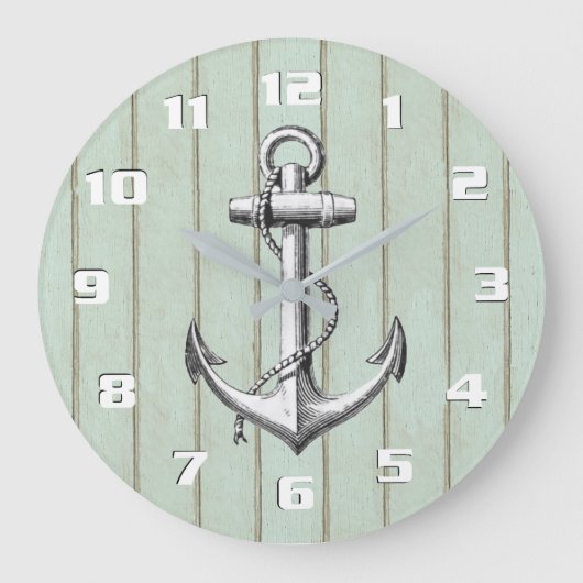 オールクールドウッド素朴ヴィンテージいかり ラージ壁時計 (正面)