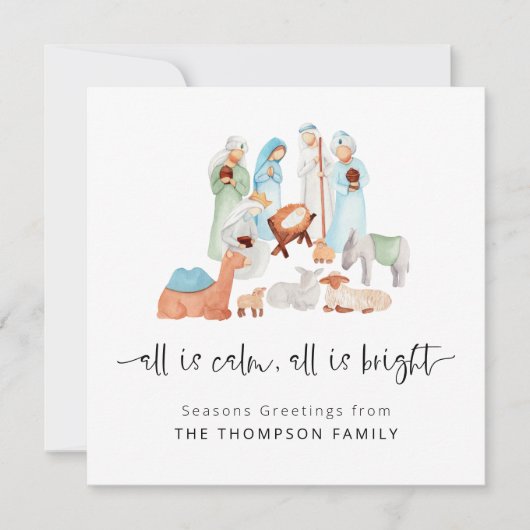 オールコムオールブライト出生クリスマス ノートカード (正面)