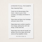 オールサンズデイ祈りの言葉お祝い聖札 (裏面)