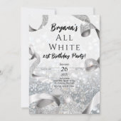 オールザグリッターシルバー&ホワイトバースデーパーティー 招待状 (正面)