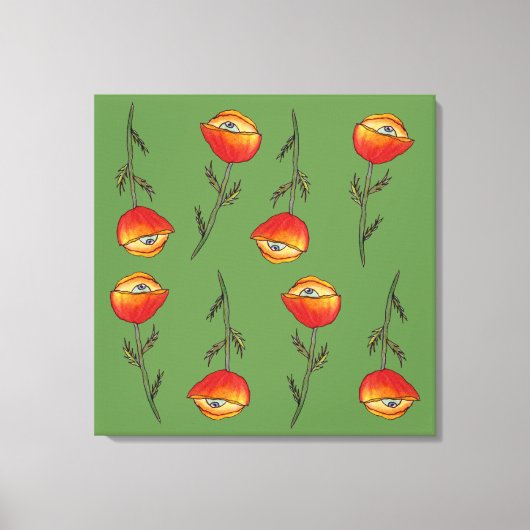 オールシーイングポピーフラワーアートプリント キャンバスプリント (正面)