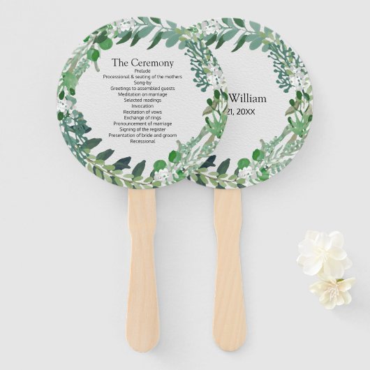 オールシーズンズグリーンリーフリース結婚式 プログラム ハンドファン (正面&裏面)