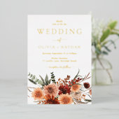 オールシーズンズディバイン結婚ボーフローラ金ゴールド 箔招待状 (立ち正面)