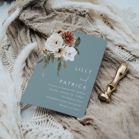 オールシーズン ボヘミアンフラワーウェディング 招待状