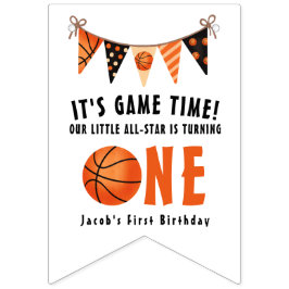 オールスターが1歳のバスケットボール誕生日パーティー バンティングフラッグ