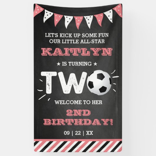 オールスターのサッカーボール2ndバースデーウェルカム 横断幕 (縦)