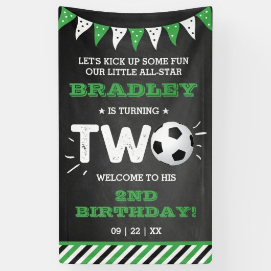 オールスターのサッカーボール2ndバースデーウェルカム 横断幕 (縦)