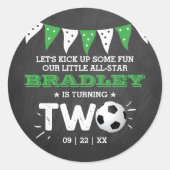 オールスターのサッカーボール2ndバースデーパーティーのお願い ラウンドシール (正面)