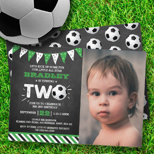 オールスターのサッカーボール2nd誕生日の写真 招待状