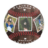 オールスターの木目選手のナンバー&フォトコラージュ 野球ボール (正面)