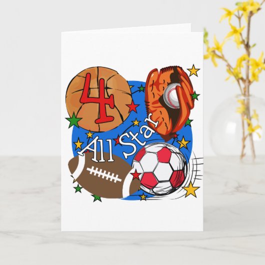 オールスターの第4誕生日のTシャツおよびギフト カード (黄色い花)