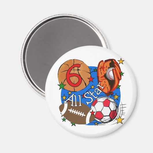 オールスターの第6誕生日のTシャツおよびギフト マグネット (正面/裏面)