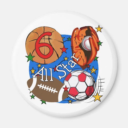 オールスターの第6誕生日のTシャツおよびギフト マグネット (正面)