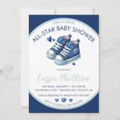 オールスターの赤ちゃんシャワー、ブルーハイトップスニーカー 招待状 (正面)