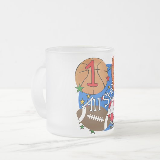 オールスターは第1誕生日のTシャツおよびギフトを遊ばします フロストグラスマグカップ (正面左)