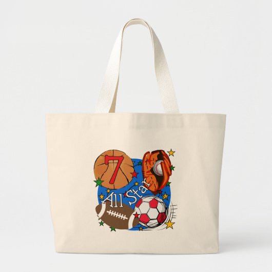 オールスターは第7誕生日のTシャツおよびギフトを遊ばします ラージトートバッグ (正面)