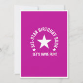 オールスターアスリートベースボールピンク誕生日 招待状 (裏面)