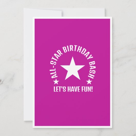 オールスターアスリートベースボールピンク誕生日 招待状 (裏面)