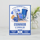 オールスターアスリートベースボールブルー誕生日 招待状 (スタンド正面)