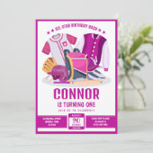 オールスターアスリート野球ピンク誕生日 招待状 (スタンド正面)