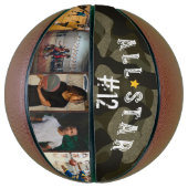 オールスターアーミーカモフラージチーム番号写真コラージュ バスケットボール (縦)