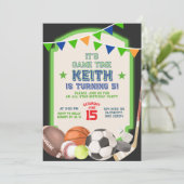 オールスターオールスポーツテーマ子供の誕生日 招待状 (スタンド正面)