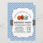 オールスターカスタムスポーツの誕生日パーティー 招待状 (正面/裏面)