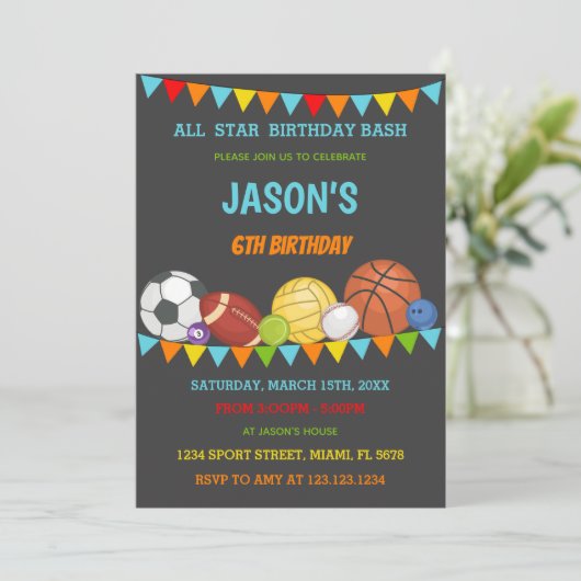 オールスターゲームデーパーティーカード子供へ 招待状 (スタンド正面)