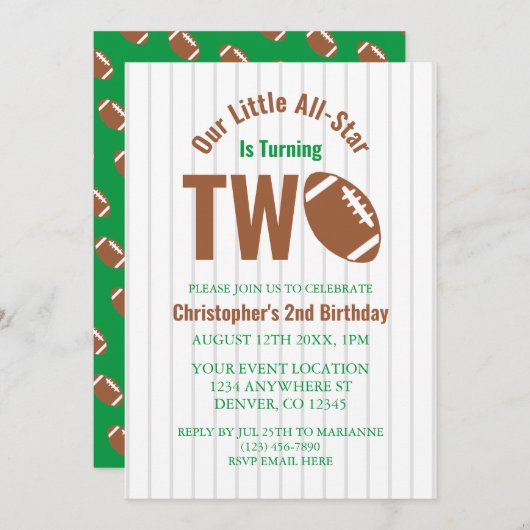 オールスターサッカーの2回目の誕生日 招待状 (正面/裏面)