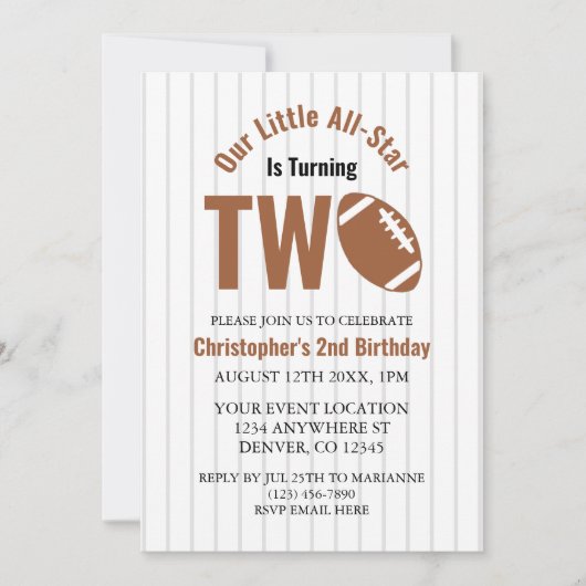 オールスターサッカーの2回目の誕生日 招待状 (正面)