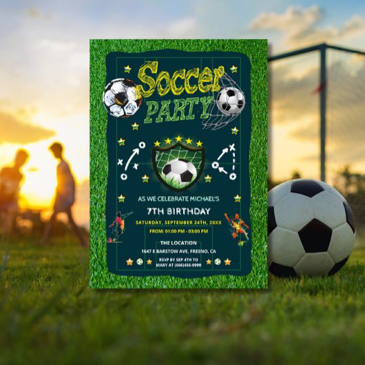 オールスターサッカーボール誕生日パーティー 招待状