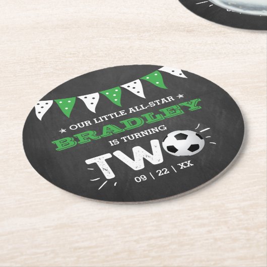 オールスターサッカーボール2nd誕生日パーティー ラウンドペーパーコースター (アングル)