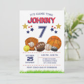 オールスタースポーツの個人用誕生日パーティー招待状 招待状 (スタンド正面)