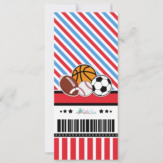 オールスタースポーツカップルズベビーシャワー招待状 招待状 (裏面)