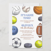 オールスタースポーツゲームタイムバースデーパーティー 招待状 (正面)