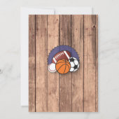 オールスタースポーツサッカーラグビーバスケットボール誕生日 招待状 (裏面)