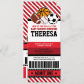 オールスタースポーツチケットパスベビーシャワー招待状 招待状 (正面/裏面)