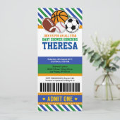 オールスタースポーツチケットパスベビーシャワー招待状 招待状 (スタンド正面)