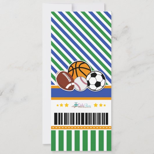 オールスタースポーツチケットパスベビーシャワー招待状 招待状 (裏面)