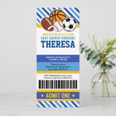 オールスタースポーツチケットパスベビーシャワー招待状 招待状 (スタンド正面)