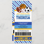 オールスタースポーツチケットパスベビーシャワー招待状 招待状 (正面/裏面)